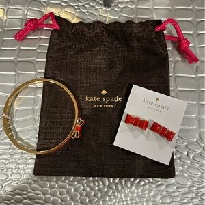 NWT Kate Spade Bracelet and Earrings Set - Red Bow